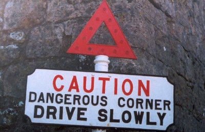 A warning sign with written explanatory plate at Carisbrooke Castle, possibly pre-dating 1920. Click to enlarge