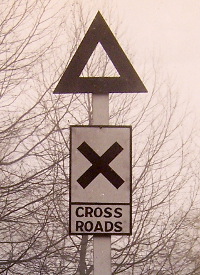 An experimental new Cross Roads sign, 1920. Click to enlarge