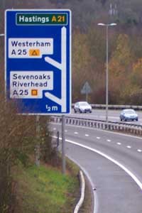 Two diversion symbols just off the M25. Click to enlarge