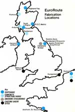 EuroRoute prefebrication sites. Click to enlarge