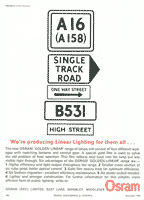 Wordy signs and prominence given to route numbers, in an advert from November 1963. Click to enlarge