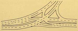 Diagram of standard three-way channelised junction