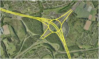 Space for the proposed junction at Cumbernauld