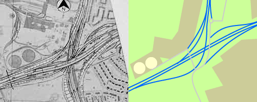 The M8/M80 junction as planned (left) and as built (right)