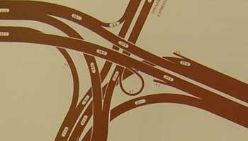 Inner Ring Road layout showing predicted traffic flows on each section. Click to enlarge