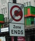 Congestion Charge zone ends sign