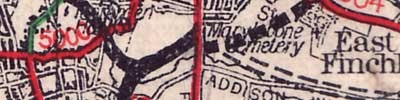 Charter Way as the terminus of the North Circular from a Geographia map circa 1928, with the next section of North Circular and part of the Barnet Bypass still to be built. Click to enlarge