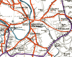 Hampton Court Way completes the Kingston Bypass. Click to enlarge