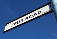 Street name sign for Spur Road. Click to enlarge