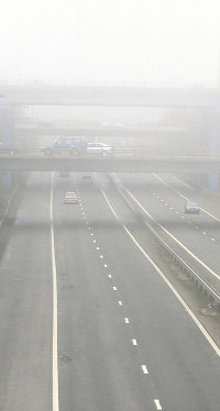 Fog on the M66 in 2010, thankfully without a pile-up