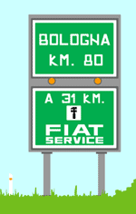 Variable message sign for Italian Autostrade, 1962. Click to enlarge