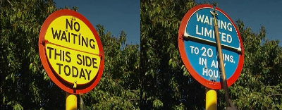 Changeable "no waiting" and "waiting limited" sign