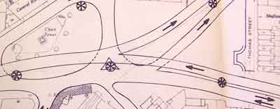 An engineering diagram showing part of the flyover system
