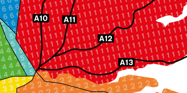 Major radial routes from London in zone 1 count clockwise around the hub. Click to enlarge