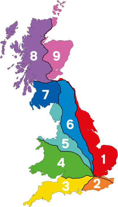Zones for A- and B-roads in Great Britain. Click to enlarge