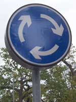Mini roundabout sign. Give way please! Click to enlarge