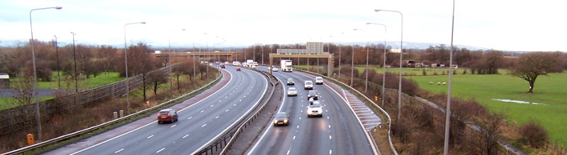 Like all motorways, the M6 near Preston has a 70mph limit due to an obscure legal order. Click to enlarge