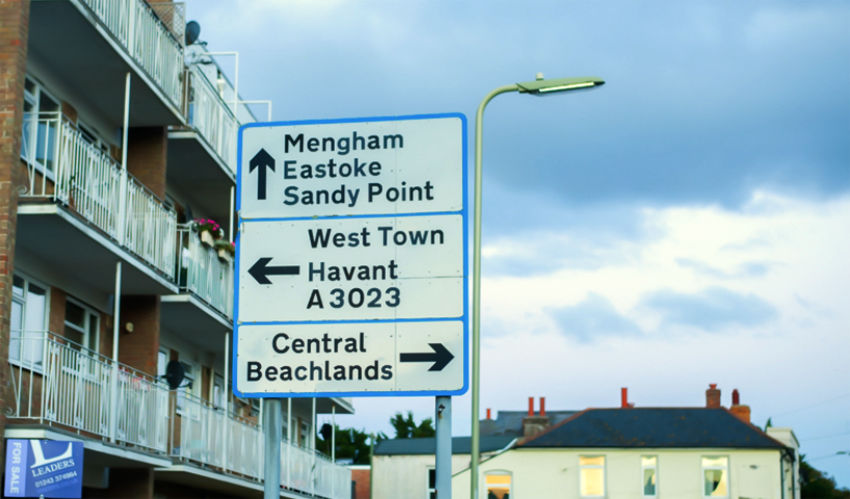 A range of local directions, even including a road number, in Havant.