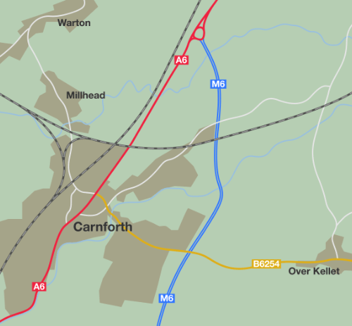 The M6 Lancaster Bypass arrives in 1960, complete with a temporary sharp corner.