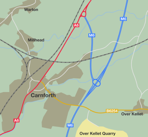 The quarry at Over Kellet, right beside the M6 but out of reach.