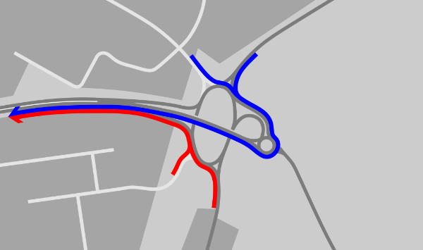 Journeys towards the bypass are distributed in the same way, and with only the smallest points of overlap