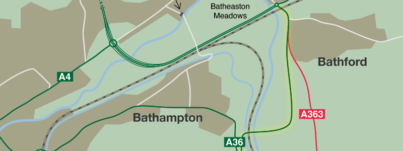 Another link between the bypass and A36, proposed and dropped in 2004. Click to enlarge