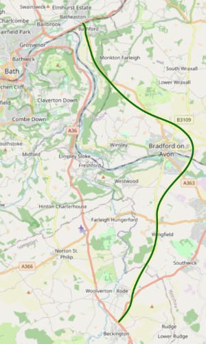 The extraordinary East of Bath to Beckington scheme. Click to enlarge