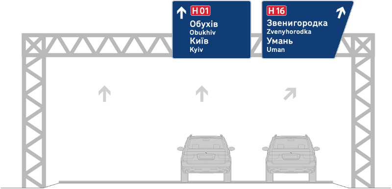DIstinctive new gantry signs with angled edges