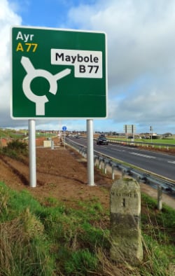 The A77 and B77 near Maybole. Click to enlarge