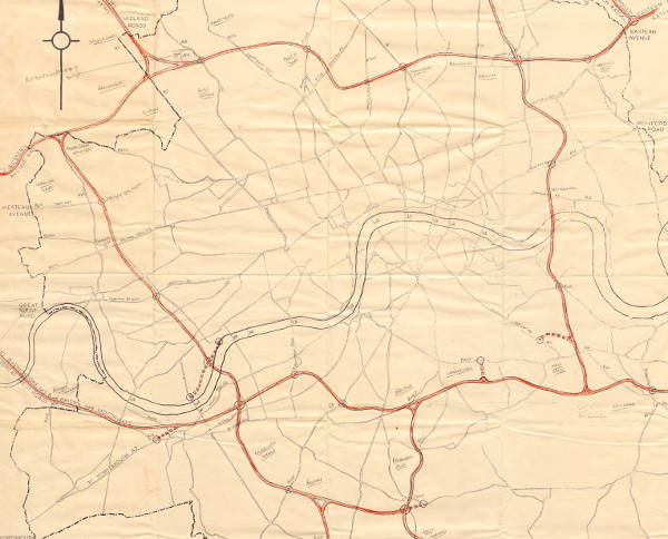 An early draft of the London Motorway Box from no later than 1963. Click to see the full map