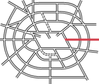 Diagram showing the A13 and M13 within the overall Ringways plan