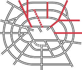 Diagram showing the northern radials within the overall Ringways plan
