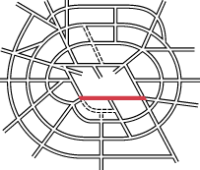 Diagram showing Ringway 1 South Cross Route within the overall plan