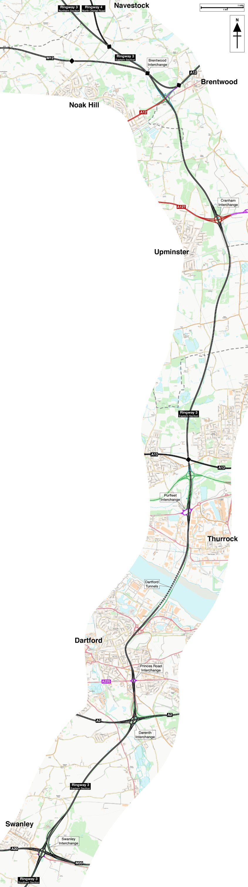 Map of Ringway 3 Eastern Section