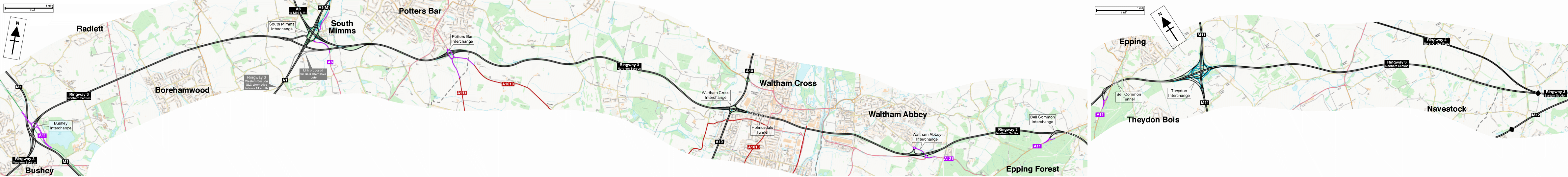 Map of Ringway 3 Northern Section