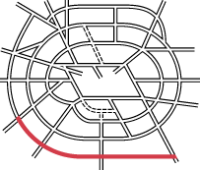 Diagram showing South Orbital Road within the overall Ringways plan