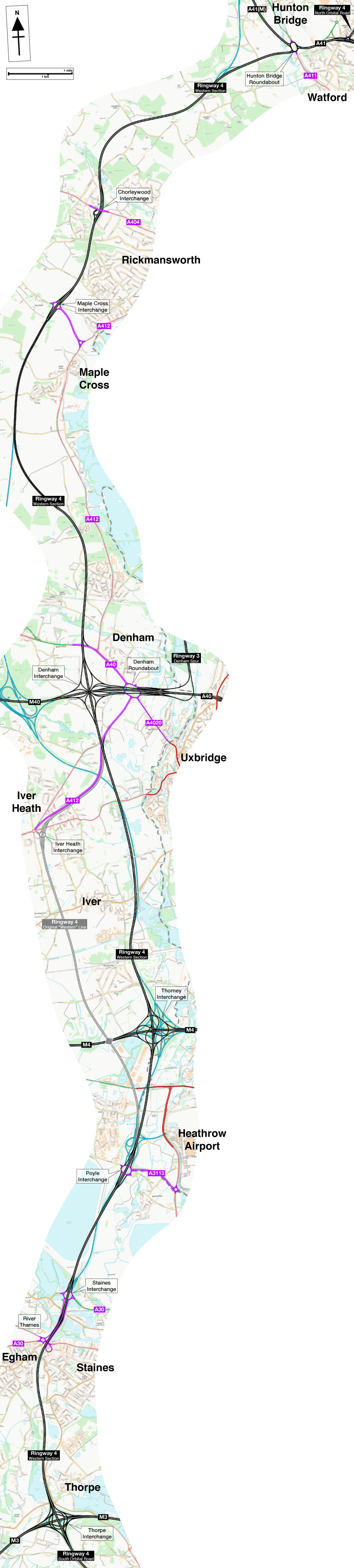 Map of Ringway 4 Western Section