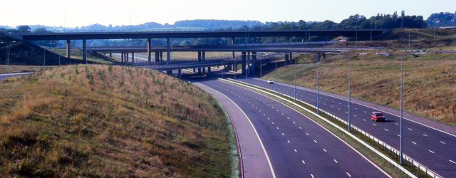 Merstham Interchange, connecting the M25 and M23, seen in 1979, three years after opening. Click to enlarge