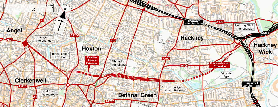Map of Eastern Avenue Extension
