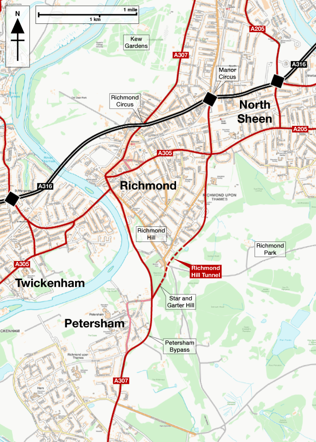 Map of the Richmond Hill Tunnel