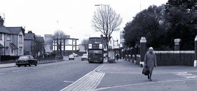 The A23 Thornton Road in 1981, part of the deeply inadequate Purley Way bypass of Croydon. The road is little changed today. Click to enlarge