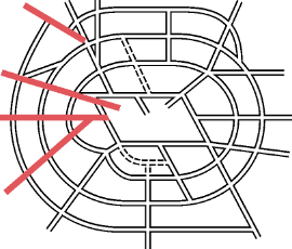 Diagram showing the western radials within the overall Ringways plan