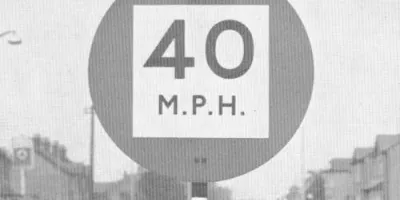1950s standards included this unusual 40mph speed limit sign