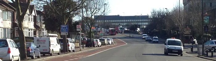 The wide carriageway of Bridgewater Road put to good use approaching Hanger Lane gyratory. Click to enlarge