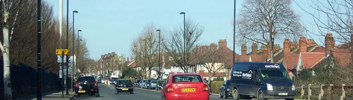Greenford Road, wide and straight into the distance. Click to enlarge