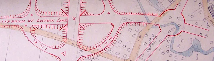 A cloverleaf proposed at Bamber Bridge on the Lancashire North-South Motorway, 1943. Click to enlarge