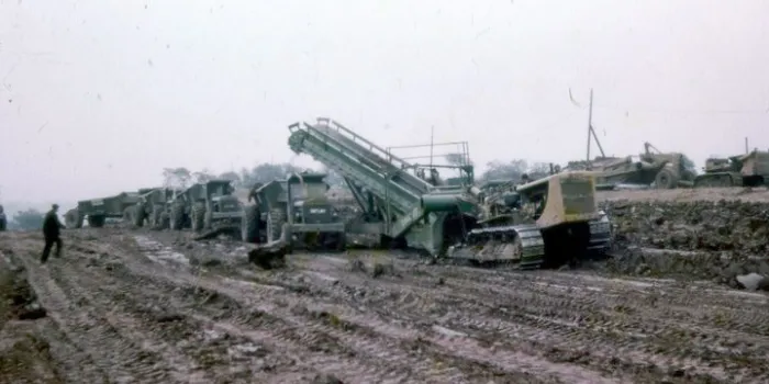 Earthmovers stuck in the mud: business as usual on the Preston Bypass works. Click to enlarge