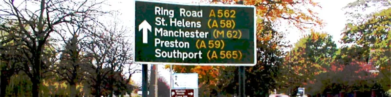 Lots of road numbers on Liverpool's outer ring road. How did they get the rest of their digits? Click to enlarge