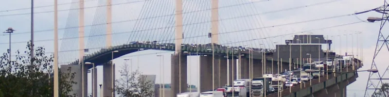 The Dartford Crossing, eleven miles east and without much room to spare. Click to enlarge