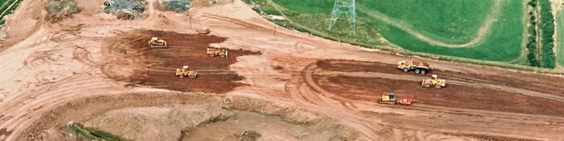 Earthmovers on site at Bamber Bridge grading the road bed. Click to enlarge